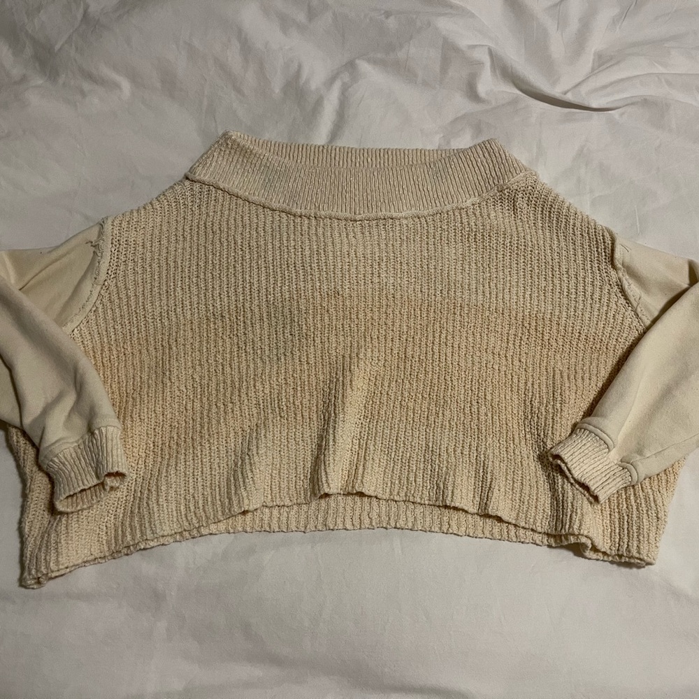 Free People Cropped Cream Sweater